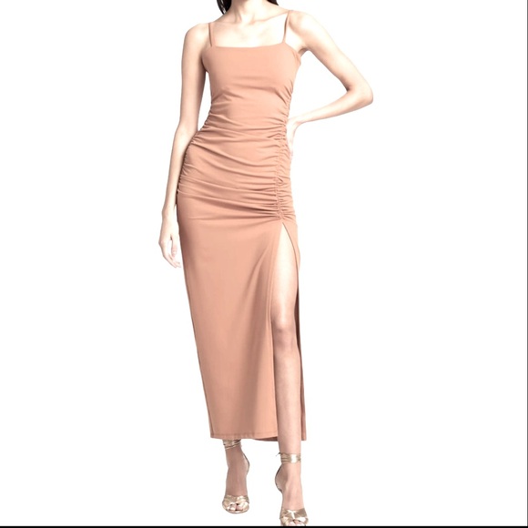 Susana Monaco Dresses & Skirts - Susana Monaco Ivory Cream Nude Ruched Core Support Fitted Bodycon Maxi Dress